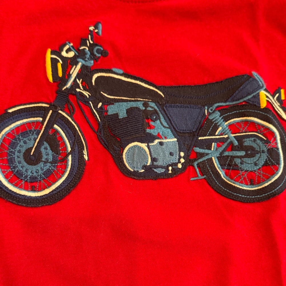 Hanna Andersson Red Long Sleeve Tee with Motorcycle Graphic - Picture 3 of 4